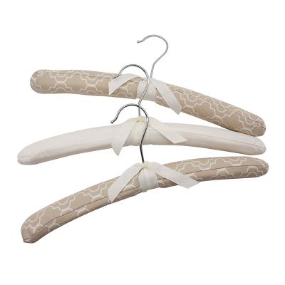 China Traditional Anti-Slip Cotton Padded Hangers For Wedding Dress Men Clothes White Velvet Hangerspants Hangers for sale