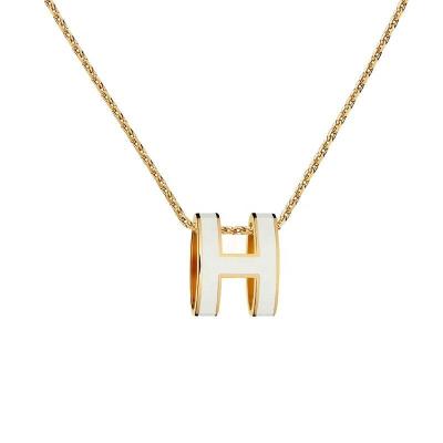 China TRENDY NC01 Fashion jewelry necklaces 316L letter Pendant Stainless steel enamel color h Necklace women's jewelry for sale