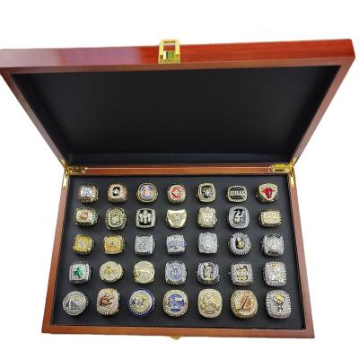 China TRENDY Fan Collector's Edition 1987-2021 Zinc alloy rhinestones championship ring 35 pieces wood box set for sale