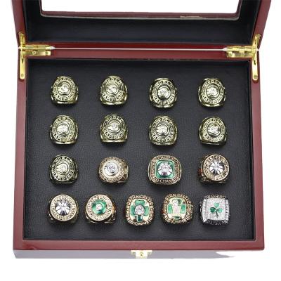 China TRENDY Fan Collector's Edition Boston Celtics Zinc alloy rhinestones champion ring 17 pieces wood box set for sale