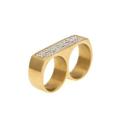 China Nickel-Free Lead-Free R0004 Fashion Rock And Roll Nightclub Diamond Inlaid Double Hole Ring for sale