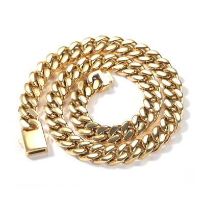 China CLASSIC Cuban chain with spring buckle 8mm 10mm 12mm gold plated necklace Cuban link chain for sale