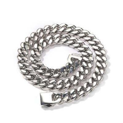 China CLASSIC Hip hop 8mm 10mm 12mm stainless steel spring buckle Cuban chain cool men's necklace for sale