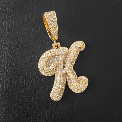 China Vintage NC59 Excellent Stainless Steel letter pendant DIY copper micro-encrusted zircon letter hip hop pendant necklace for sale