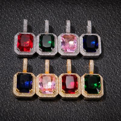 China CLASSIC Fashion Jewelry 316L Stainless Steel Chain Pendant Square Zircon Solid Pendent Necklace for sale