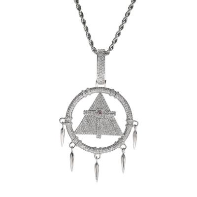 China CLASSIC Hip Hop Fully Diamond Iced Out Bling Millennium Wisdom Wheel Pendant Necklace for Men for sale