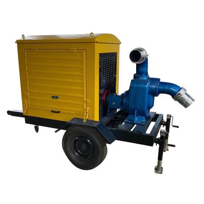 China Automotive industry mobile trailer flood control and drainage sewage self priming mud pump diesel pump dewatering pump for sale