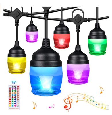 China Garden 12Bulbs RGB LED String Lights IP65 Waterproof Outdoor String Lights with Remote Control Garden Lighting for sale