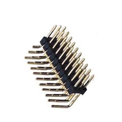 China Phosphor Bronze or Brass Male Triple H2.5 Row Header Standard 2.54mm Pin Header Right Angle Connector for sale