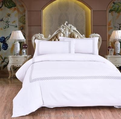 China Disposable 100% Embroidery Hotel Cotton Quilt Cover Sheets Bedding Set Sheet Fabric for sale