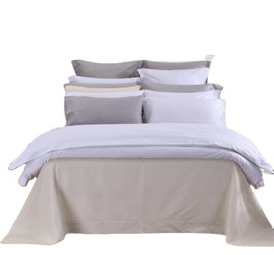 China Hotel 100% Egyptian Cotton Sateen Disposable Luxury Five Star Stripe Bedding Set for sale