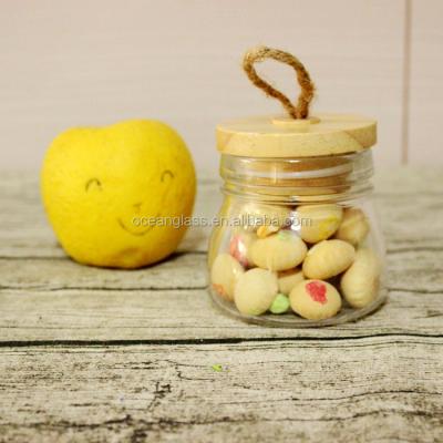 China High Quality Viable Glass Mason Jars Candle Candy Canning Glass Jar With Wooden /Bamboo Lid For 150ml for sale