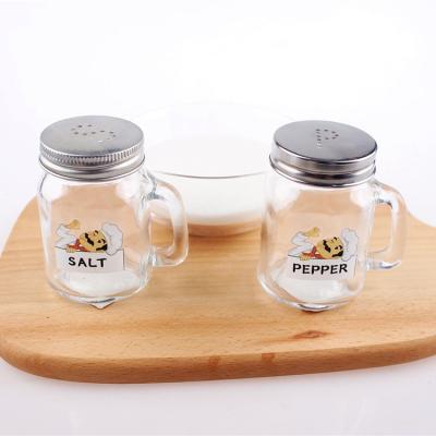 China 4 oz Mini Glass Jar Honey Spice Mason Freshness Preservation Glass Jam Jar Salt / Pepper Glass Jar With Handle for sale