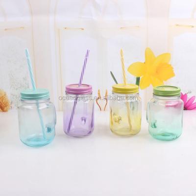 China Promotional different freshness preservation style manson jar lids drinking glass with handles for sale