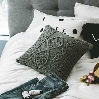 China Decorative Nordic Style Thick Stitch Rhombic Pattern Knit Soft Home Pillowcase Cushion Cover for sale