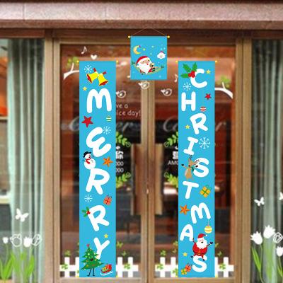 China Custom Nonwoven Fabric Merry Christmas Door Banner Happy Christmas Porch Polyester Couplet for sale