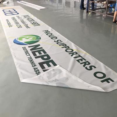 China Promotional Wind-Resistant PVC Vinyl Outdoor Advertising Canvas Panel 1.6x200m Roadside Mesh Banner Hanging Banner Barrier for sale