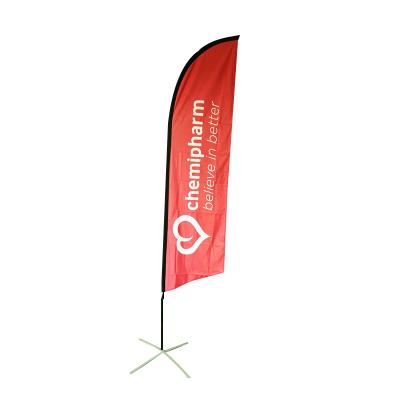 China Hanging 12' Swooper Feather Flag With 15 Foot Anodized Aluminum Flag Pole And Ground Spike For Advertising for sale