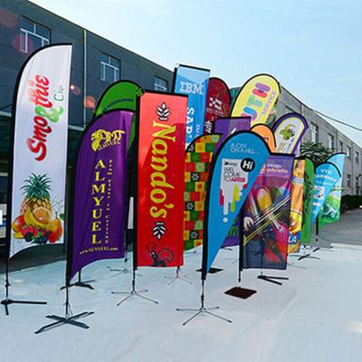 China Custom High Quality Outdoor Hanging Polyester Teardrop Beach Flags For Advertising for sale