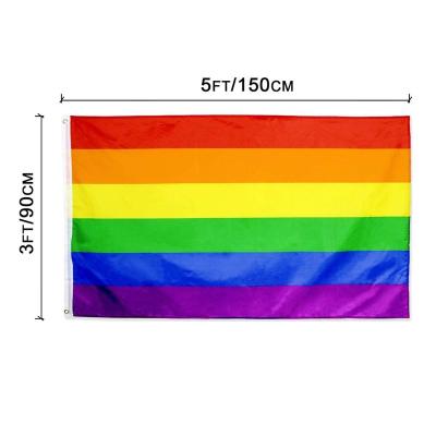 China Sports and Games Rainbow Pride Gay Flag 3x5 Feet 100% Polyester Banner (36 x 60 inches) with Two Metal Grommets LGBT Flag Pole for sale