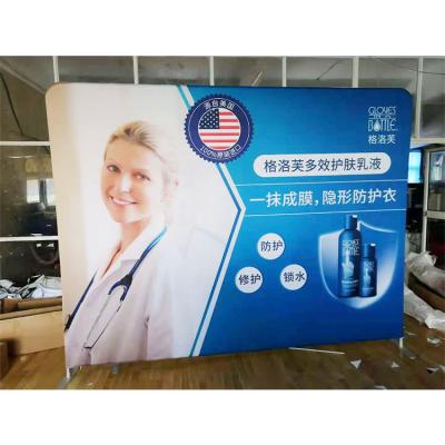 China Outdoor Use 8ft 10ft 20ft Exhibition Backdrop Trade Show Roll Up Pull Up Pop Up Display Booth Stretch Tension Fabric Display Banner Stands for sale