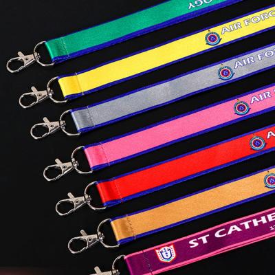 China Promotional Custom Woven Announcement Lanyard Polyester Jacquard Neck Lanyard With Eagle Mouth Hook for sale