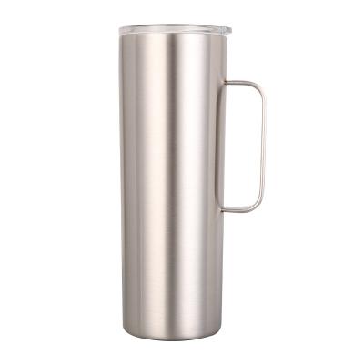 China Durable 12oz 20oz Double Wall Insulated Vacuum Beer Mug Stainless Steel Water Bottle Tumbler With Handle Lid for sale