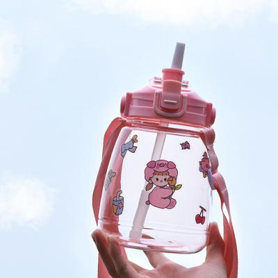 China Viable Plastic Water Bottle Smart Kids Belly Drinking Station Cute Large Capacity Cartoon Portable Water Bottle for sale