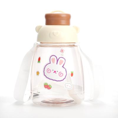 China New Viable Style Children's Plastic Water Bottle 1200ml Cup Logo Customized With Strap Large Capacity for sale