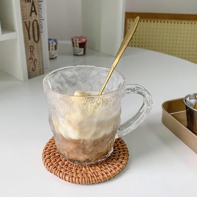 China Wholesale 300ml 370ml Viable Clear Glass Smoothie Coffee Drinking Glasses Milk Tumbler Glass Cup With Handle for sale