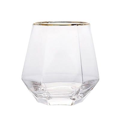 China Wholesale High Temperature Resistance Customized Reusable Handmade Color Plated Water Glass Whiskey Glass Diamond Shape Tumbler for sale