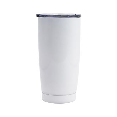 China Viable Blank 20oz Sublimation Stainless Steel White Beer Tumbler With Sliding Drinking Lid And Plastic Straw for sale