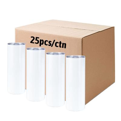 China Wholesale Empty Viable 20 oz White Stainless Steel Sublimation Tumbler Straight Cups With Empty Straws for sale