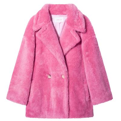 China Women teddy bear coats anti-shrink alpaca coats 2020 winter fashion teddy bear woolen coat pink long coats Europe and America female sho for sale