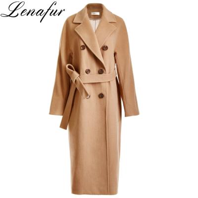 China Italy Silhouette Anti-Shrink Oversized Kimono Sleeves Wool And Cashmere Cross Tying Coat for sale