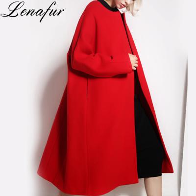 China New Design Anti-Shrink Double Face Cashmere Wool Women Red Winter Coat for sale