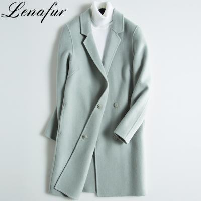 China 2018 new fashion wholesale anti-shrink double face slim graceful Mongolian cashmere coat. for sale