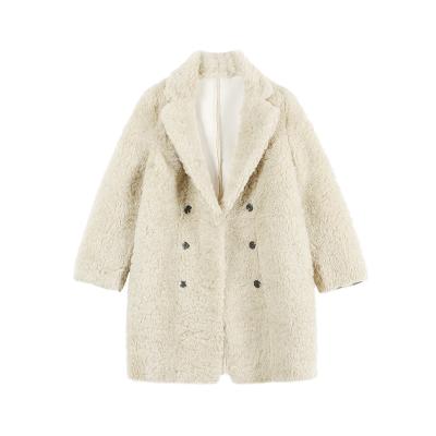 China New Zealand Female Winter Cashmere Mid-Length One Body Lamb Fur Coat Anti-shrink Imitation Grass Coat for sale