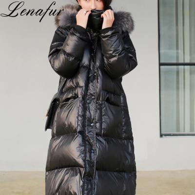 China Wholesale women winter anti-shrink fox fur jacket natural padding fashion long coated parka ladies down jacket women for sale