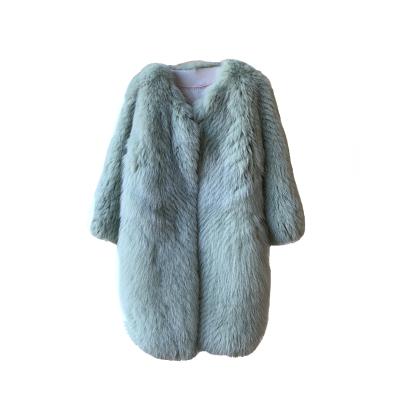 China Imported soft European station, whole skin, thin strip, real woven fox fur coat for sale