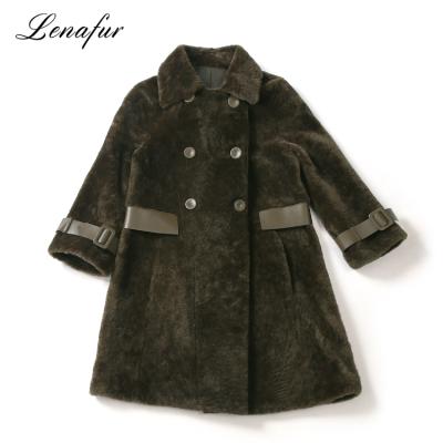 China Soft Winter Sheepskin Fur Shearling Coat Long Lamb Fur Coat For Women for sale