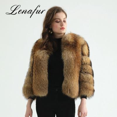 China Fashion Real Soft Leisure Real Raccoon Fur Coat for sale