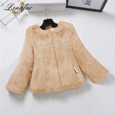 China Girls Soft Winter Elegant Whole Skin Rabbit Fur Coat for sale