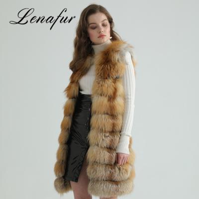 China Factory Wholesale Soft Natural Colors Long Real Fox Fur Vest Women's Real Fur Vest for sale