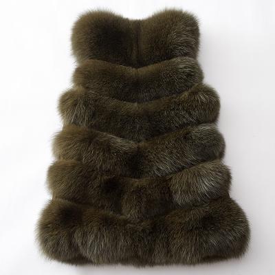 China Autumn Winter Women Lady Fashion Big Fluffy Warm Windproof Fox Fur Vest Full Real, Sleeveless Vest Fox Fur Vest for sale