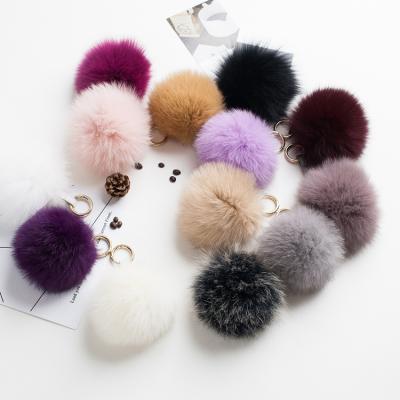 China Beautiful Fox Fur Customized Color Pom Pom Keychain Bag Pendant for sale