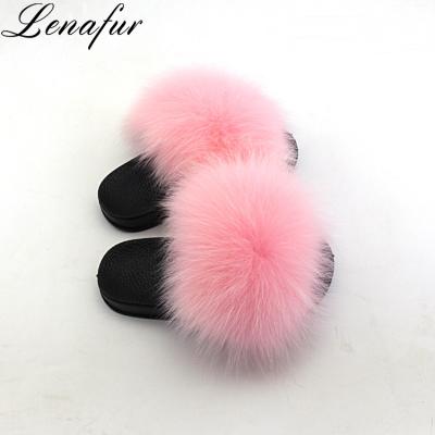 China Wholesale 20 Colors Children's Anti-Slippery Non-Slip Fluffy Fox Fur The Real Slippers Slippers, Fur Sandals for sale