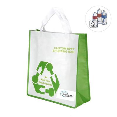 China Custom Reusable Reusable Grocery Bag GRS Recycled Stitchbond Laminated Non Woven RPET Bag for sale