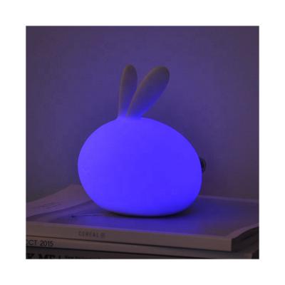 China Smart Light Sensor Control Rabbit LED Silicone Night Light 7 Colors Changing Desk Table Lamp For Kids As Gift for sale