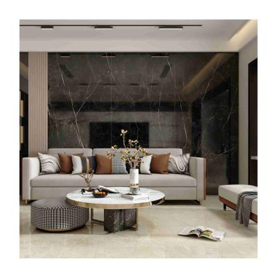 China Large Modern Black Glazed Stone Artificial Thin Wall Porcelain Slab Tiles 1200x2700mm for sale